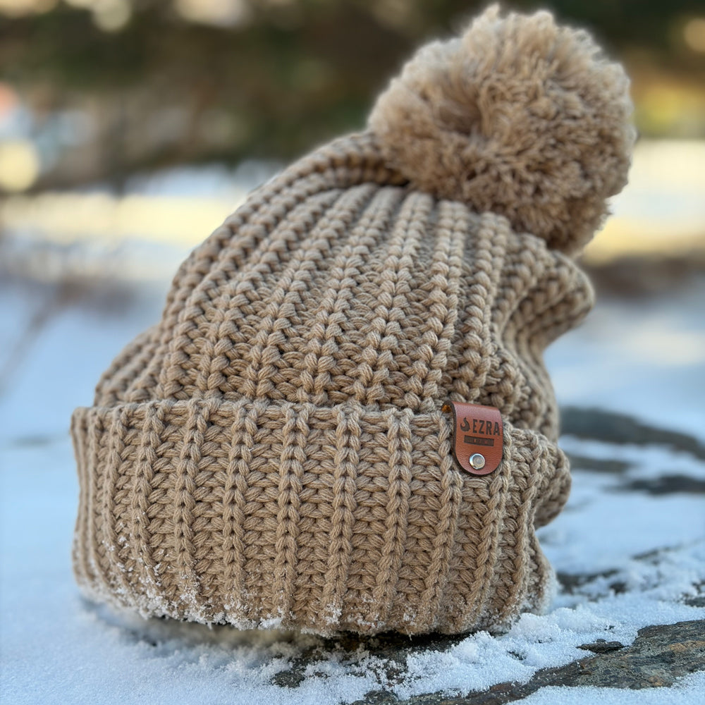 EZRA Canada Cable-knit Toque - Sand