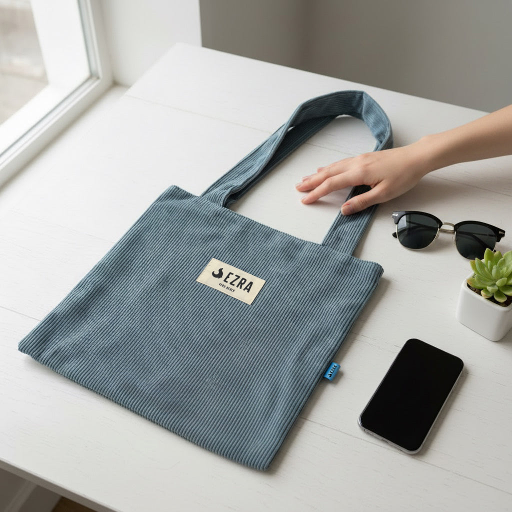 EZRA Retro Corduroy Tote Bag