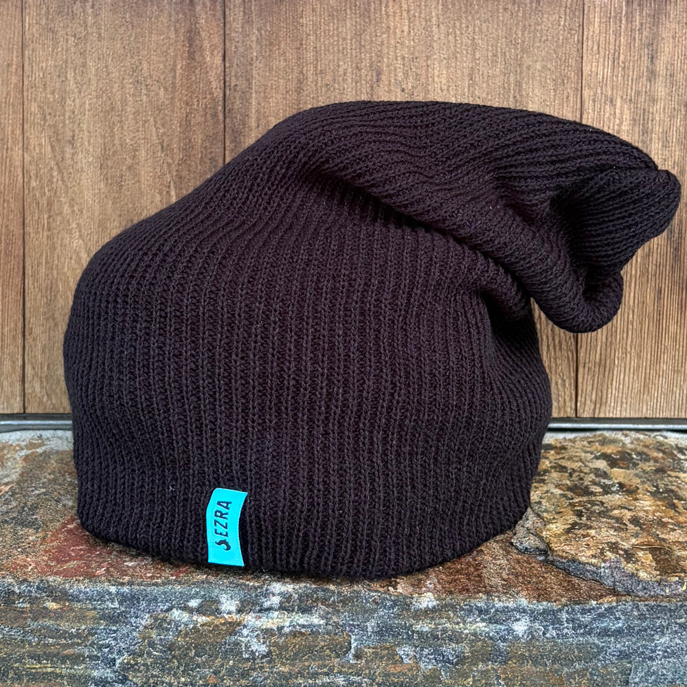 EZRA Adirondack Slouch Beanie - Black