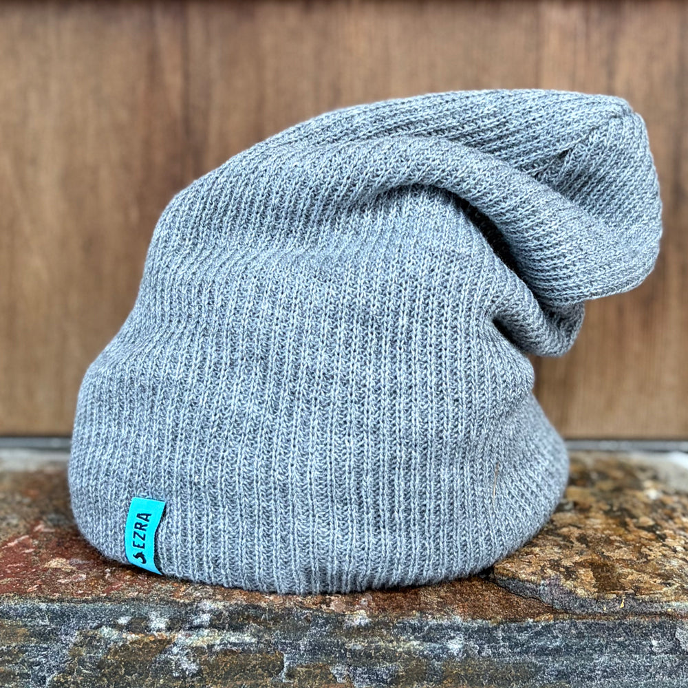 EZRA Adirondack Slouch Beanie - Heather gray