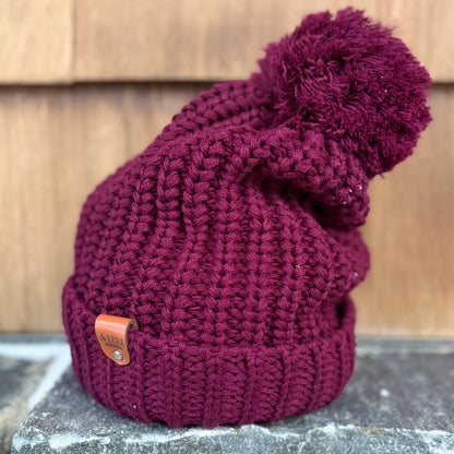 EZRA Canada Cable-knit Toque - Burgundy