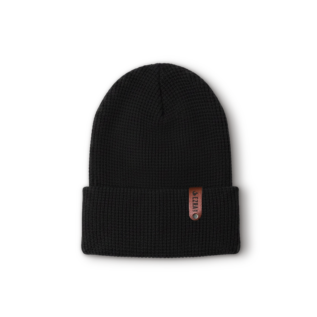 EZRA Banff Waffle Beanie - Black