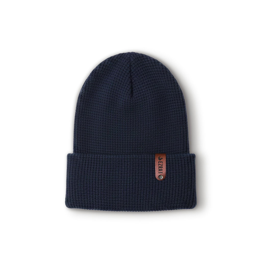 EZRA Banff Waffle Beanie - Navy