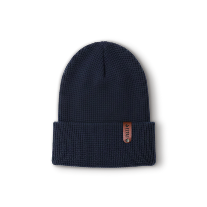 EZRA Banff Waffle Beanie - Navy