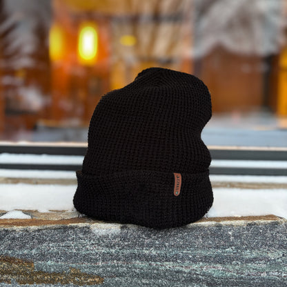 EZRA Banff Waffle Beanie - Black