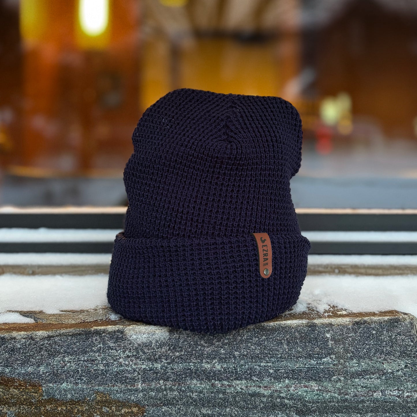 EZRA Banff Waffle Beanie - Navy
