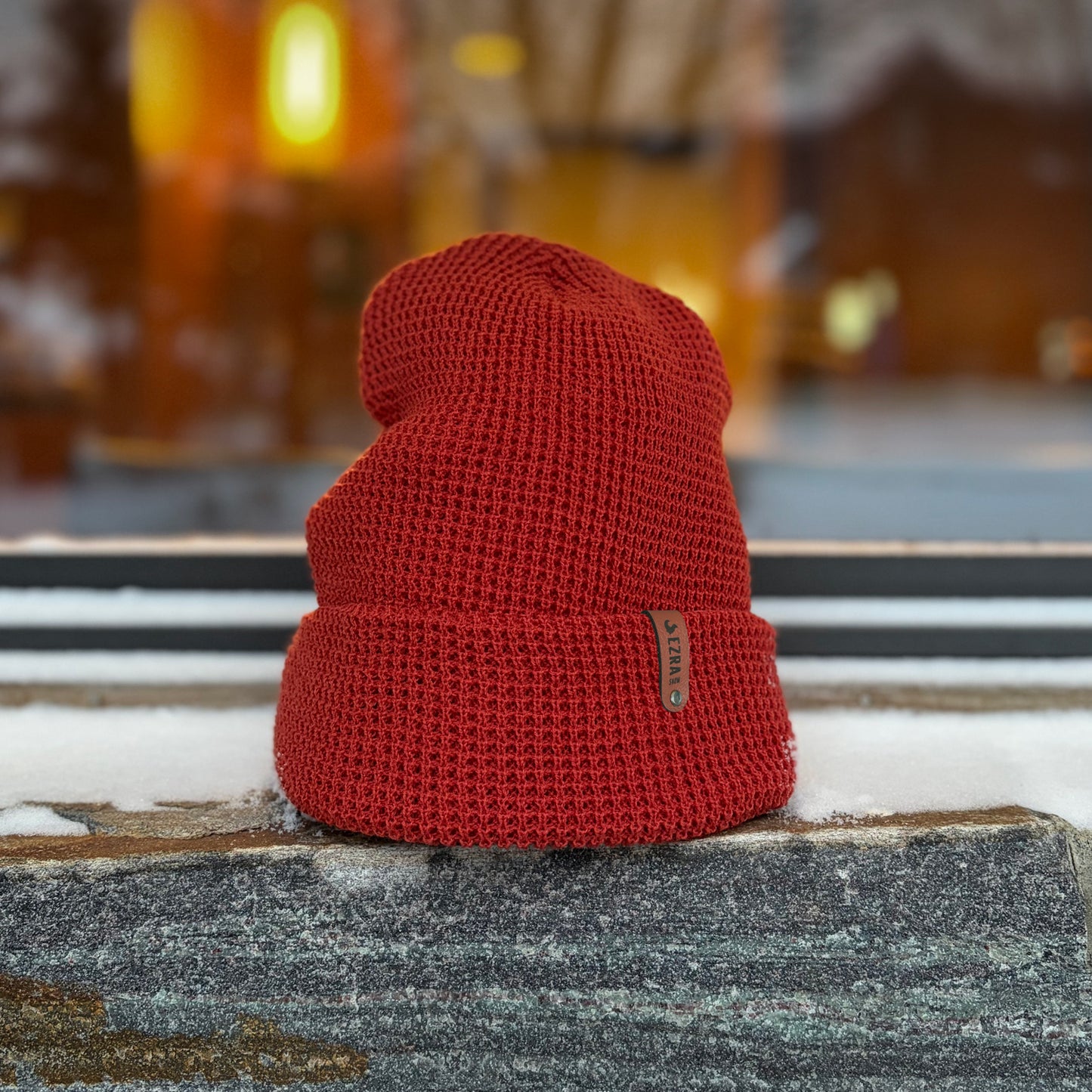 EZRA Banff Waffle Beanie - Rust
